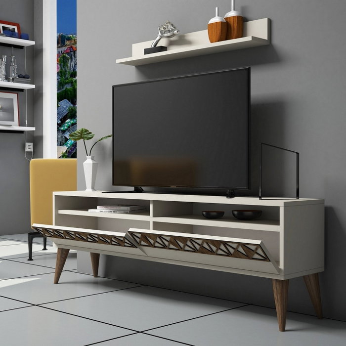 Hanah Home Mueble de TV Line - Crema